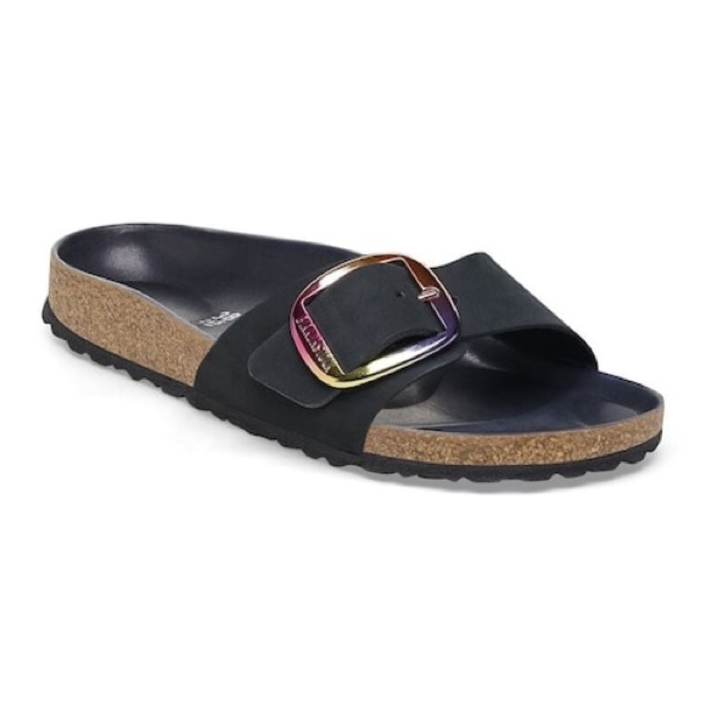 Birkenstock Black Sandals Madrid Big Gold Buckle New 39/ 8 US